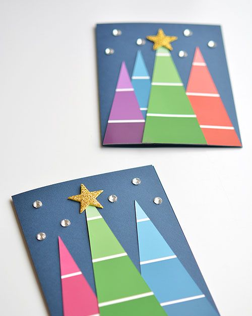 paint chip trees diy christmas cards