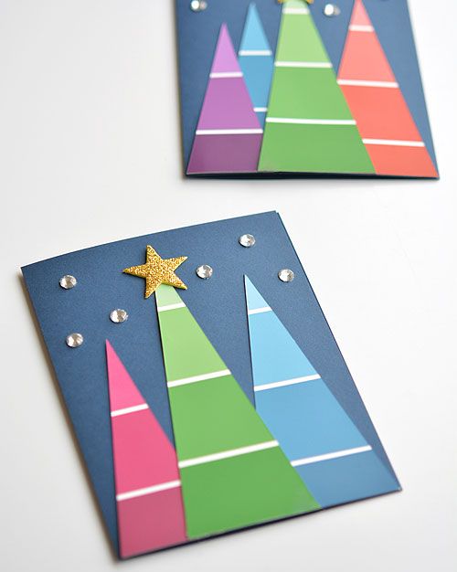 paint chip trees diy christmas cards