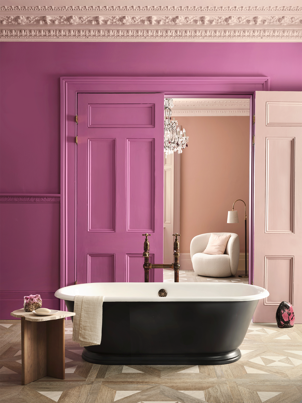 bathroom with purple walls