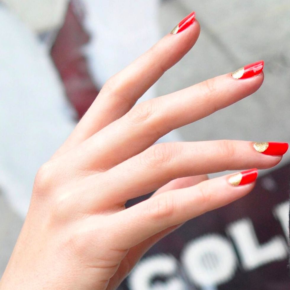 Designer Louis Vuitton nails all matte red and black