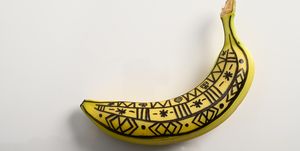 painted banana with christmas motives conceptual nature