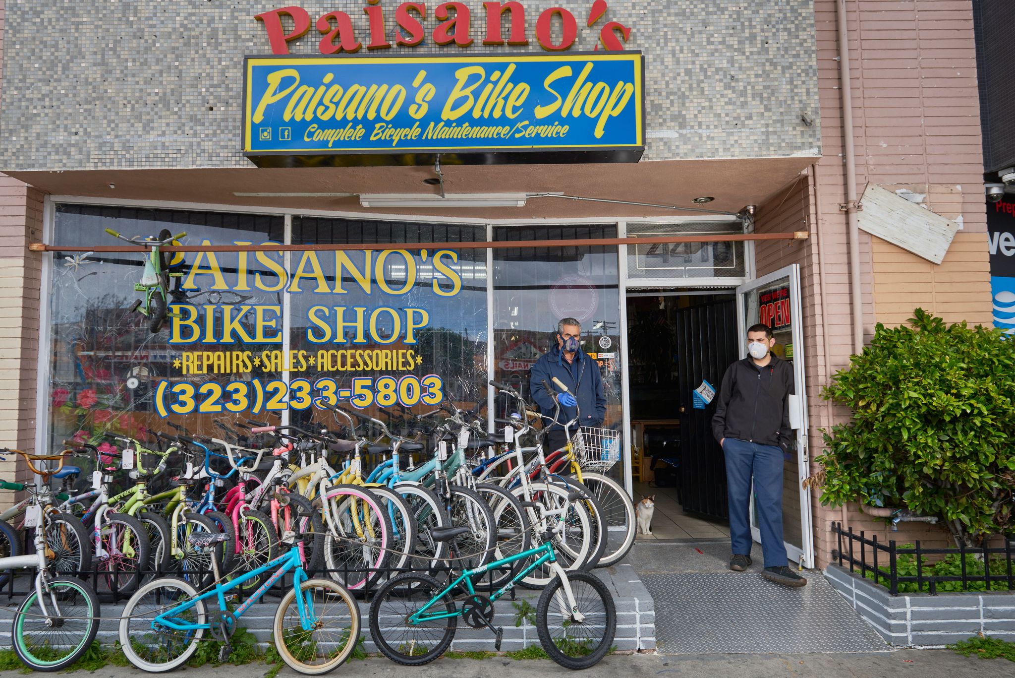 Paisano's bike shop in Los Angeles, California photographed in April 2020.
