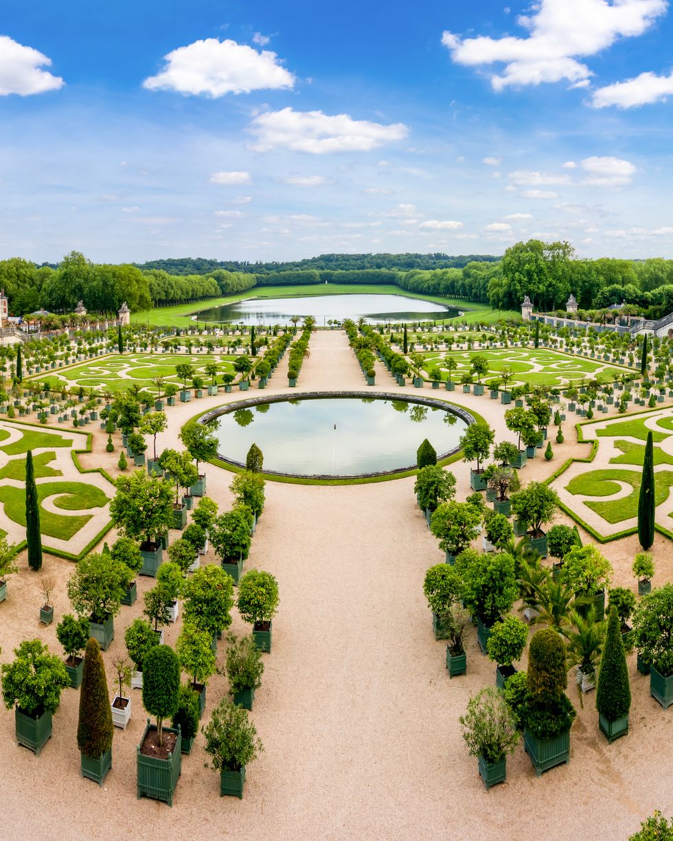 paris, france   may 2019 versailles formal gardens