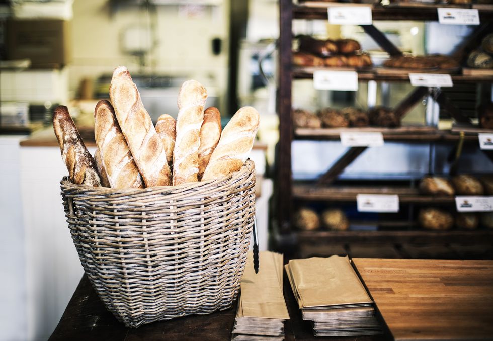 bread baguette in a bakery