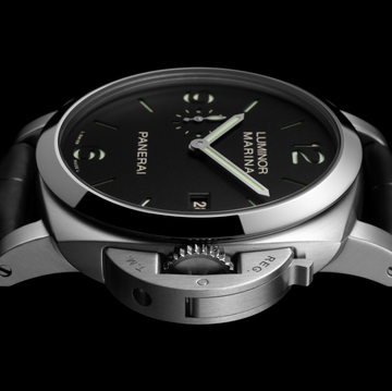 luminor marina watch with a black dial and leather strap luminor marina watch with a black dial and leather strap