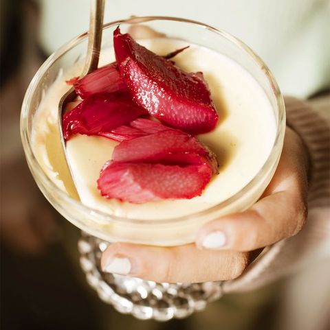 4th of july desserts vanilla panna cotta with roasted rhubarb