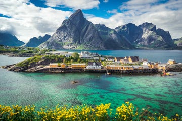 panoramic seascape near reine, moskenes, lofoten islands, norway