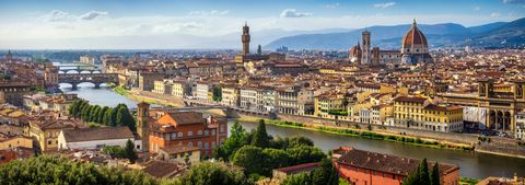 panoramic view of florence skyline at sunset italy