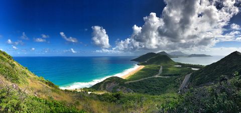 panoramic view of st kitts island in the caribean