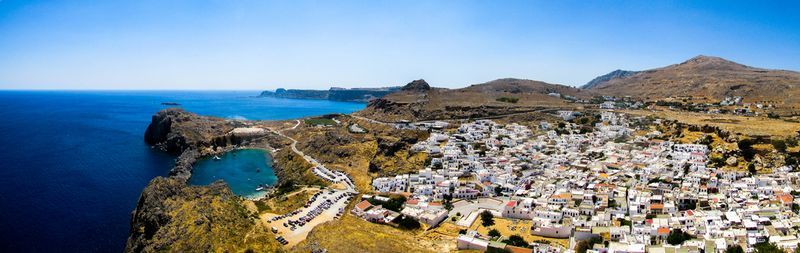 panoramic view of sea and buildings against sky,rethimno,greece