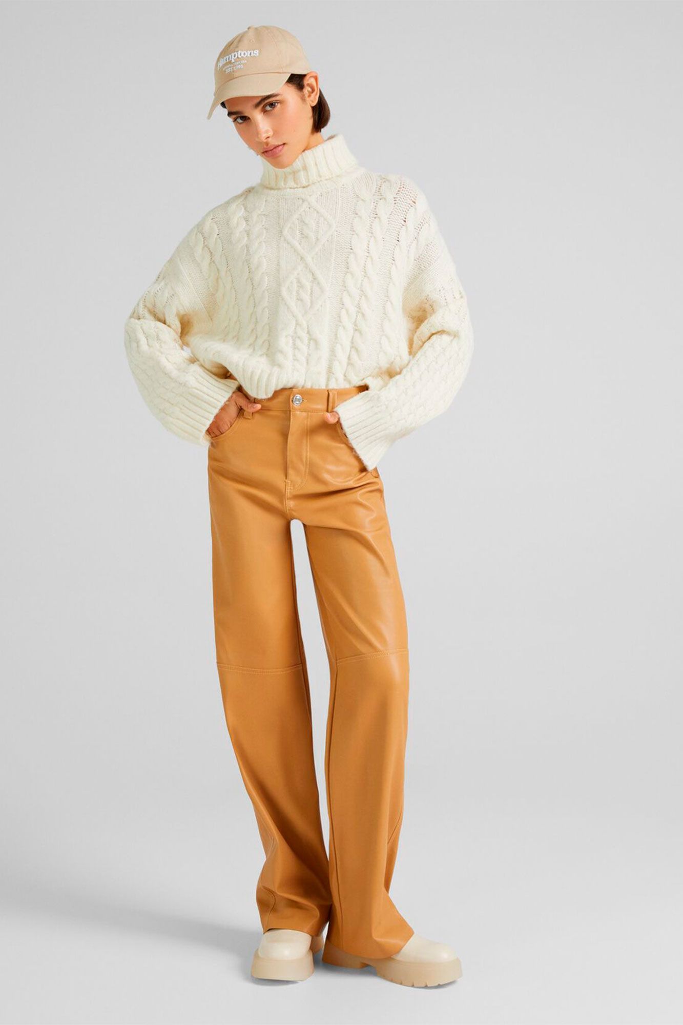 High Waisted Ribbed Cozy Knit Pull On Wide Leg Pant | Express