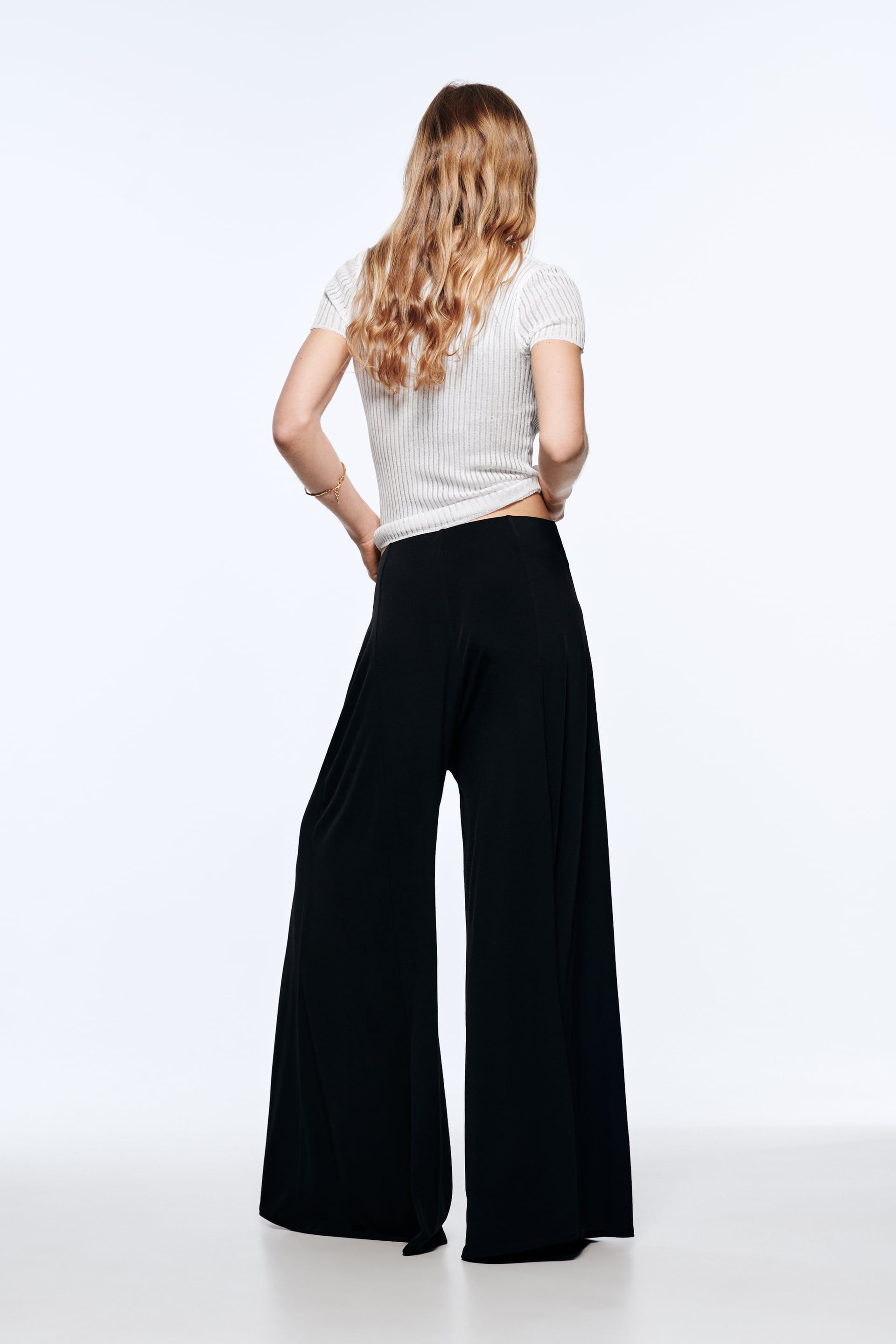 Pantalon ancho negro outlet zara