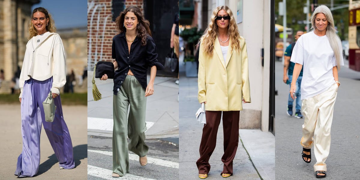 Prenda de micro tendencia elegante para el otoño: los pantalones holgados satinados