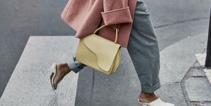 Street fashion, Clothing, Footwear, Fashion, Coat, Jeans, Yellow, Shoe, Outerwear, Ankle, 