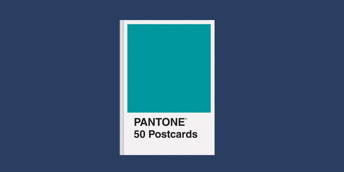 pantone 50 postcards set with blue background