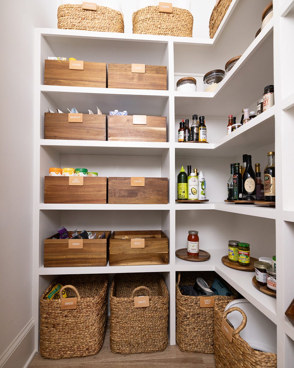 organized pantry with lazy susans