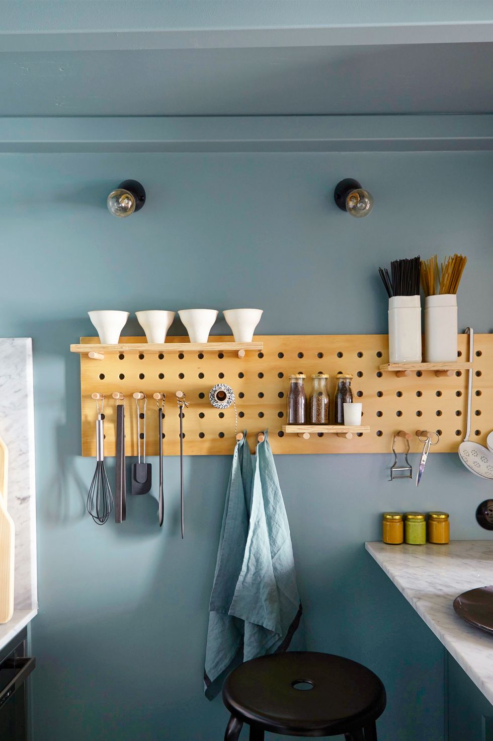 Kitchen Pantry Storage Cabinet, Pantry Cabinet with Pegboard Wall