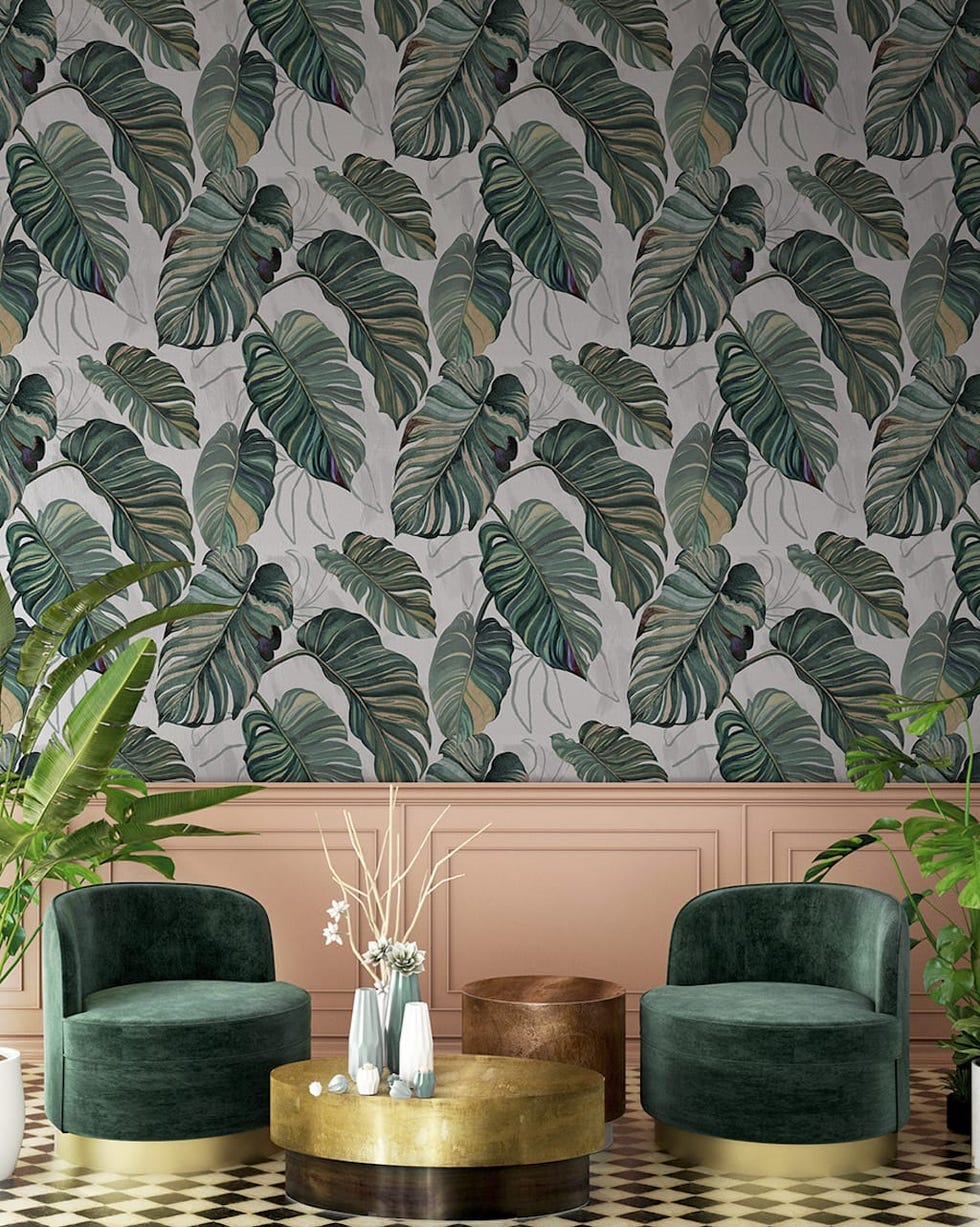 papel pintado con motivos botánicos