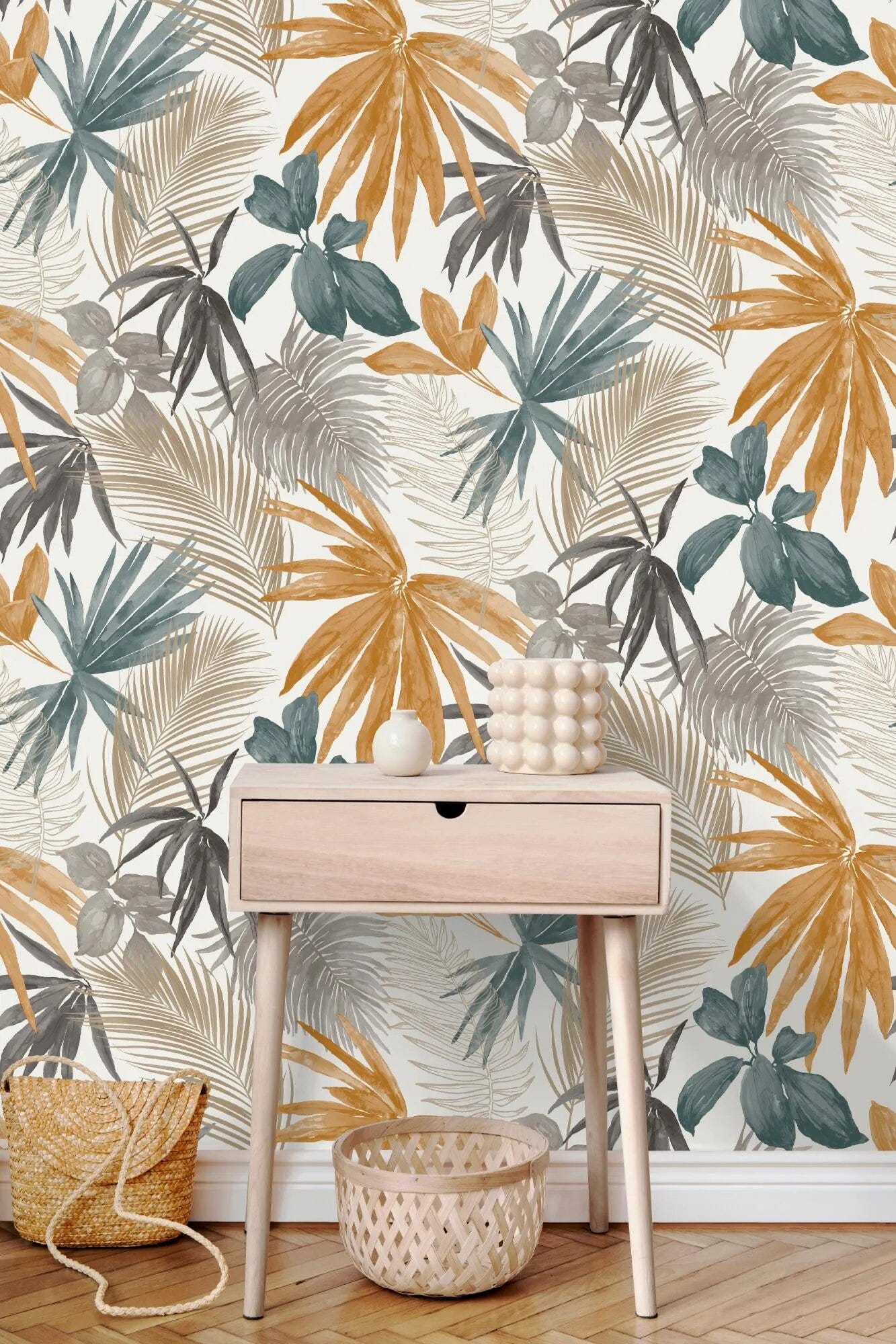 papel pintado con motivos botánicos