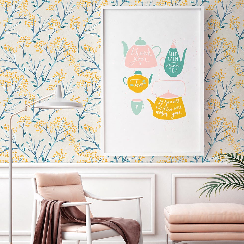 Papel pintado con motivos de mimosas