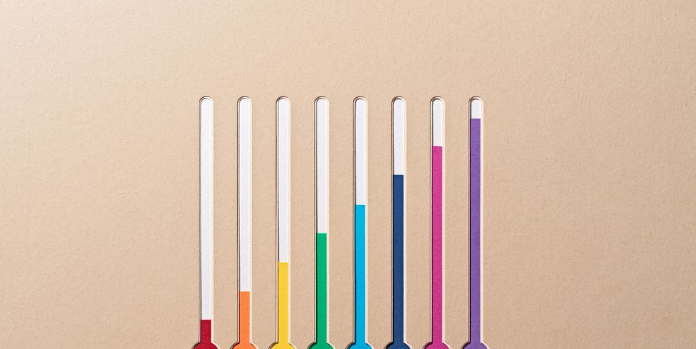 paper craft rainbow thermometers bar chart ascending