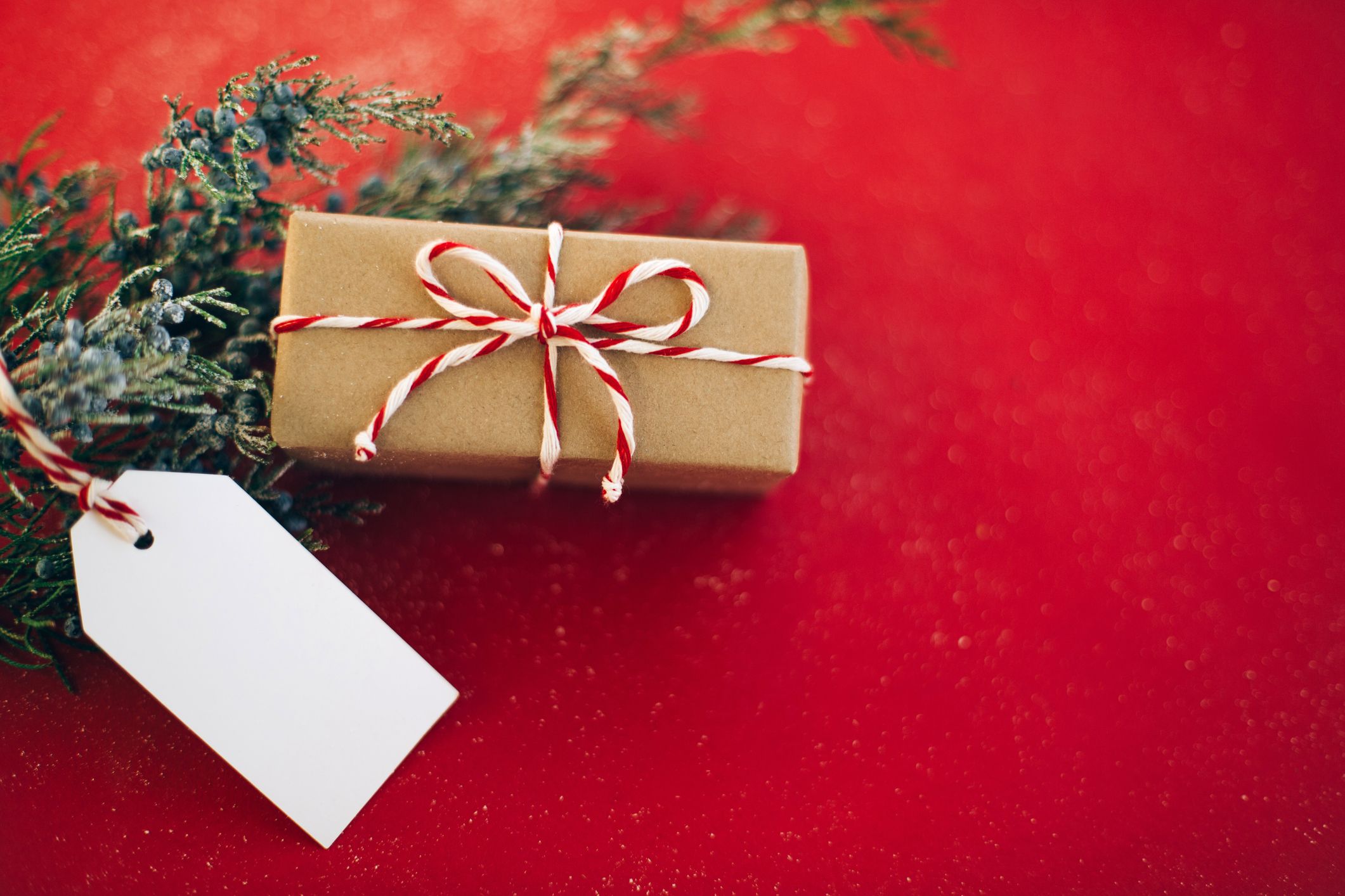 Red and white Gift box DIY KIT Includes: box, rope, Tissue paper, Gift tag.