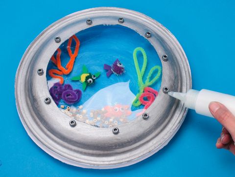 recycled crafts for kids paper plate aquarium porthole