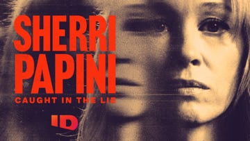 tv title card with a womans face and logo