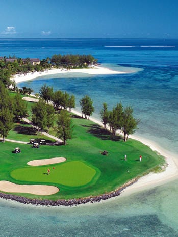 Sport venue, Golf course, Natural landscape, Resort, Water, Caribbean, Golf, Coastal and oceanic landforms, Promontory, Sea, 