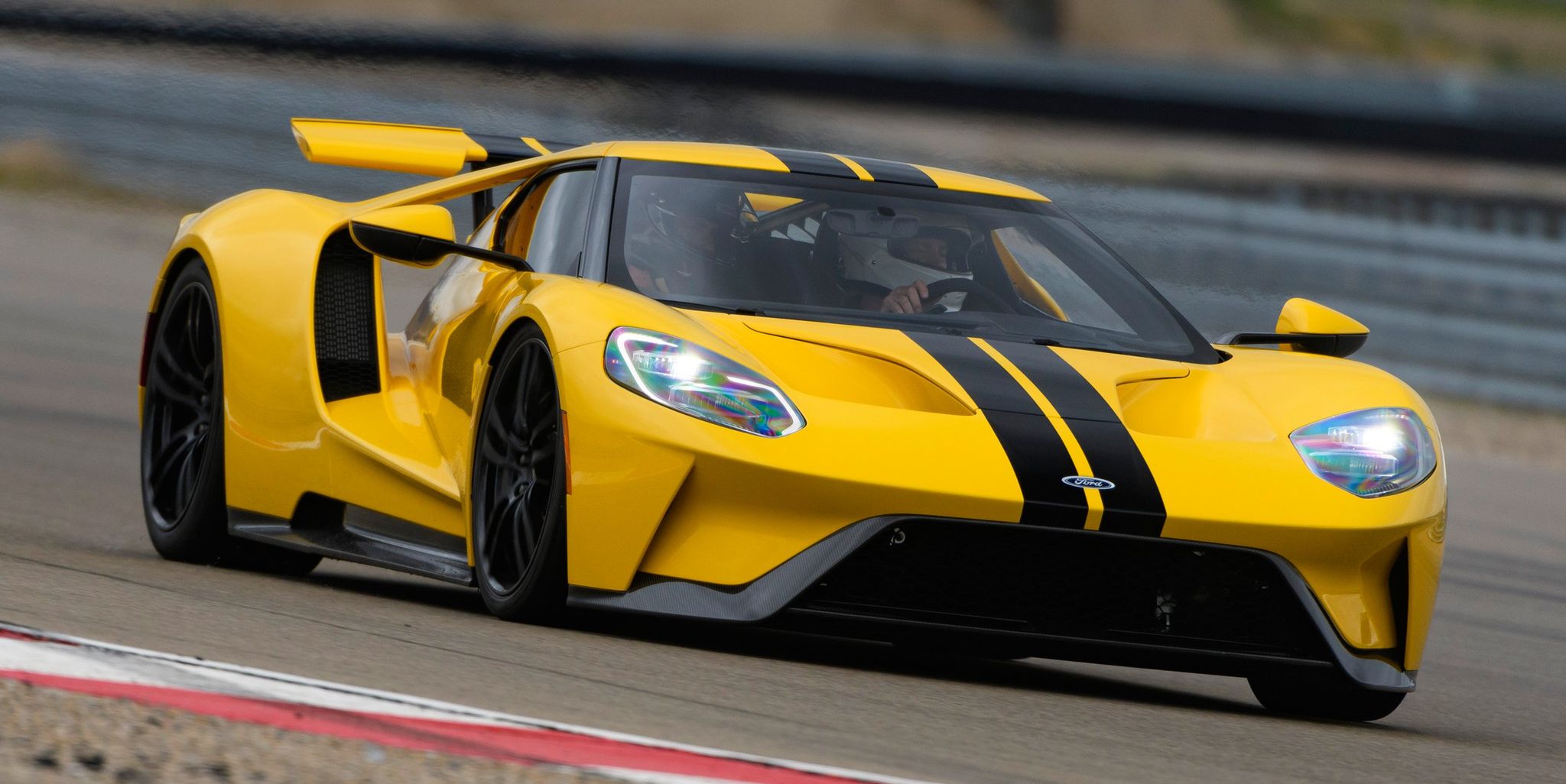 Ford yellow and red GT on track