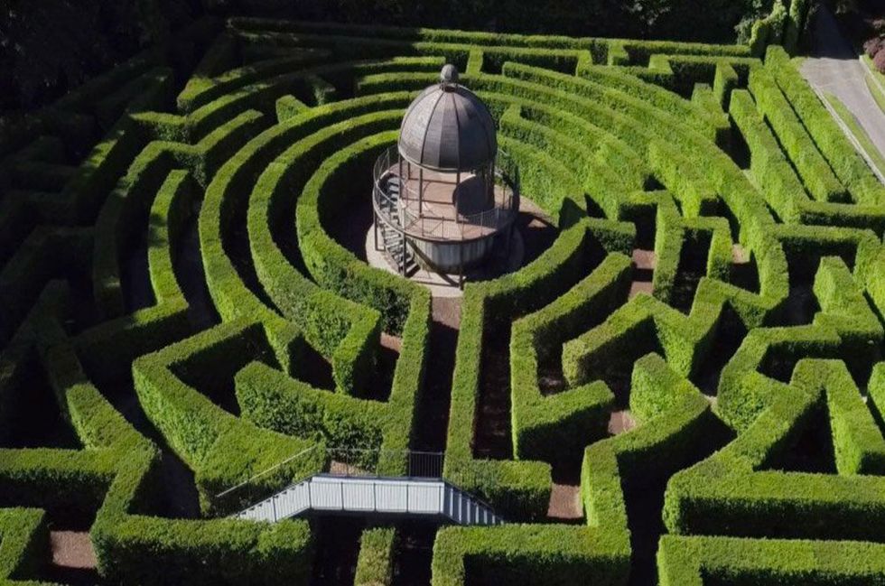 a bird's eye view of a maze