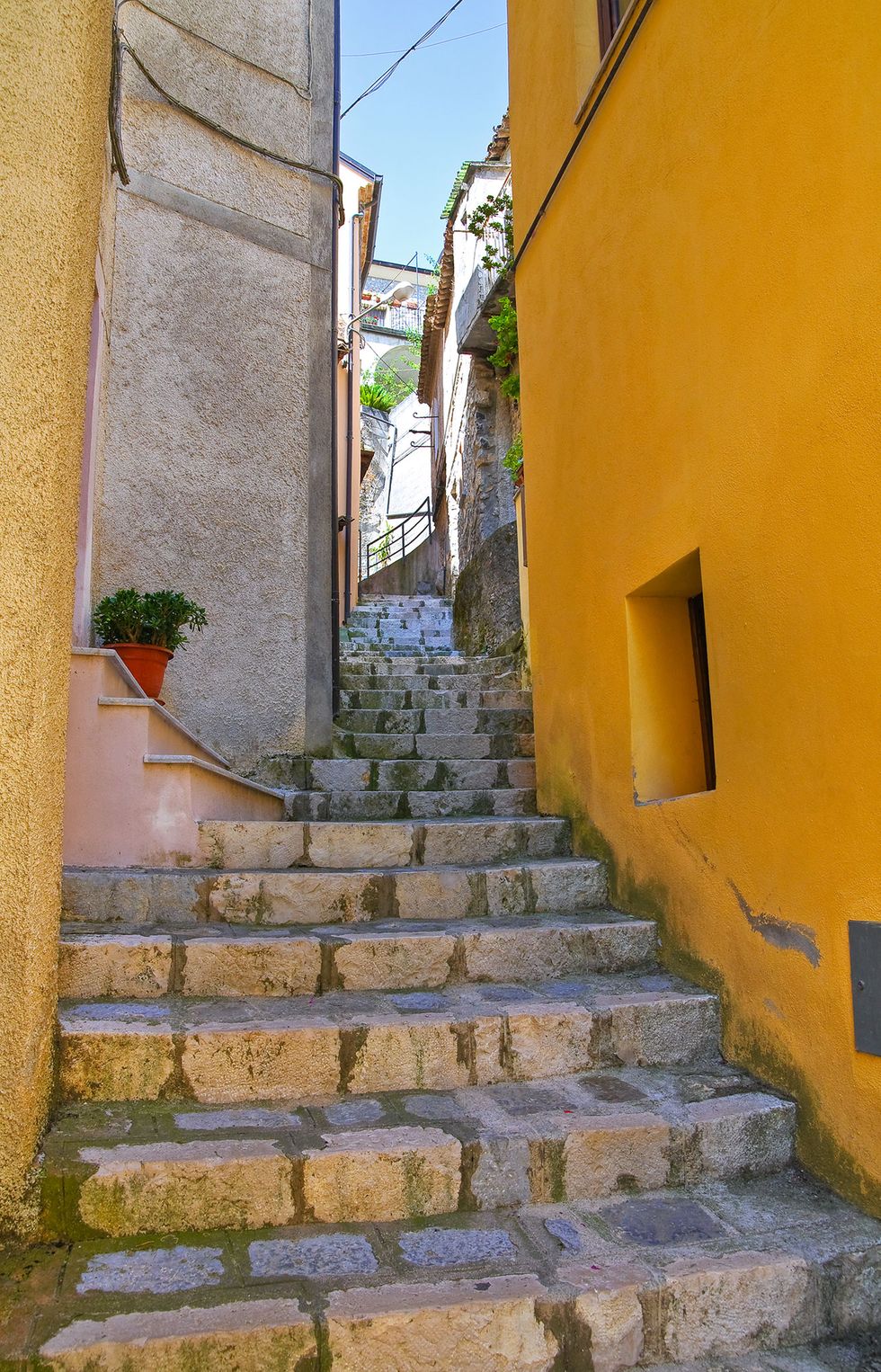 Alley, Street, Yellow, Cobblestone, Stairs, Road, Wall, Town, Infrastructure, Neighbourhood, 
