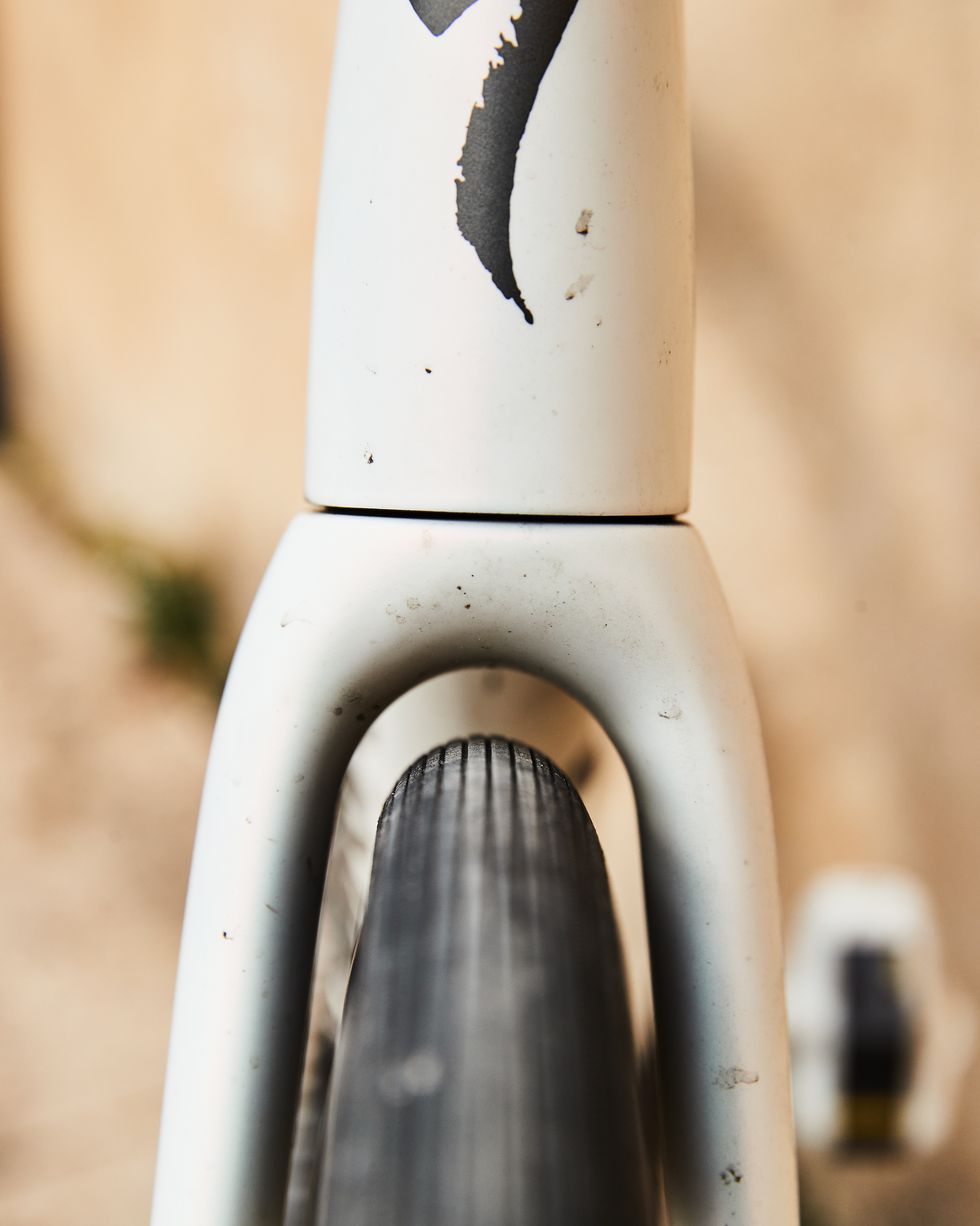 a close up of a bicycle frame and tire
