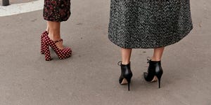 Clothing, High heels, Street fashion, Human leg, Footwear, Leg, Fashion, Ankle, Dress, Pencil skirt, 