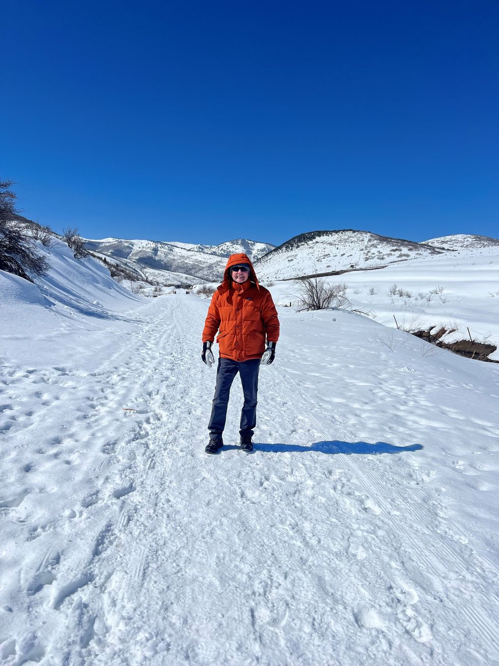 michael clinton hiking in snowy park city, utah