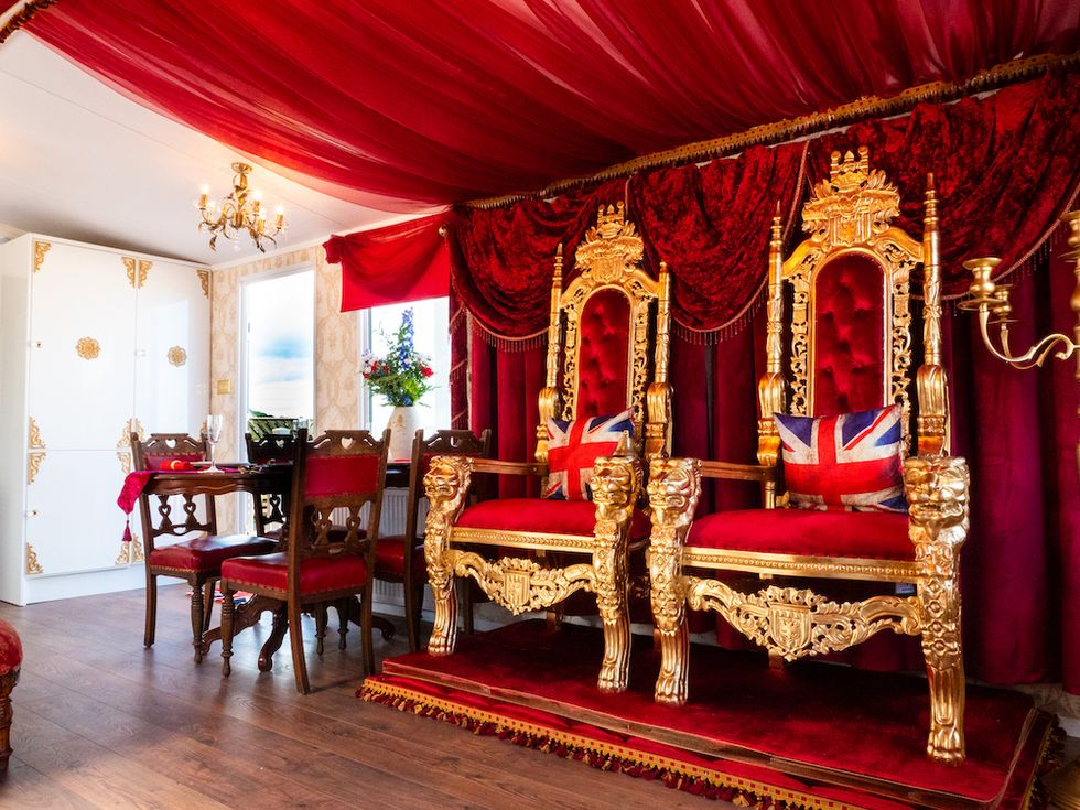 velvet red and custom gold thrones