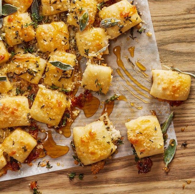 Parmesan Bread Bites parmesan bread bites topped with honey drizzle