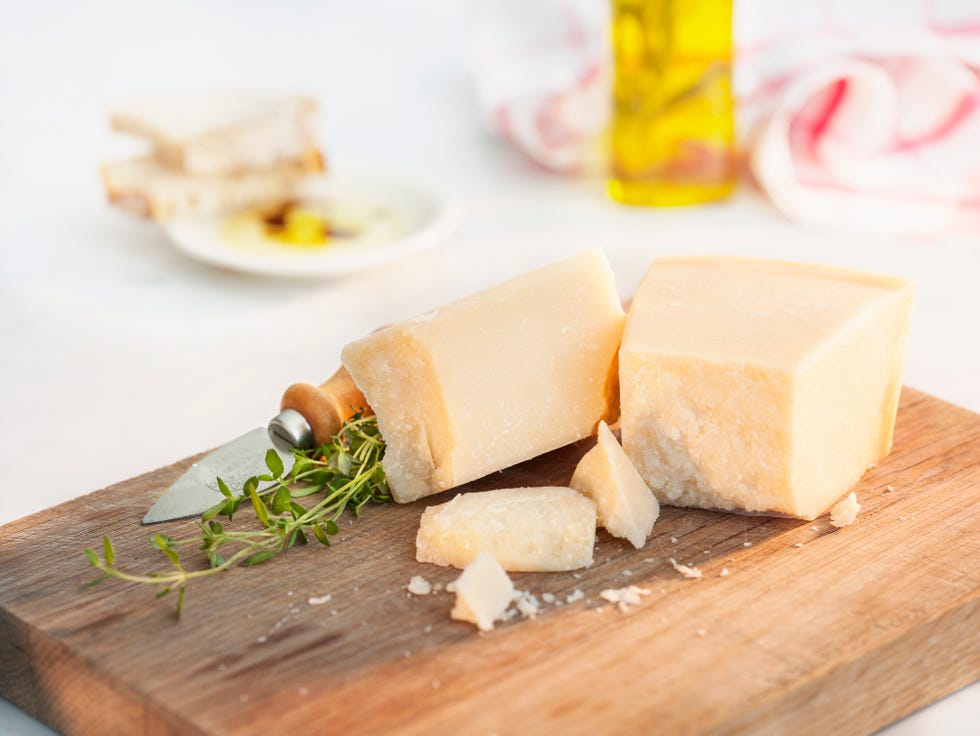 parmesan cheese on chopping board