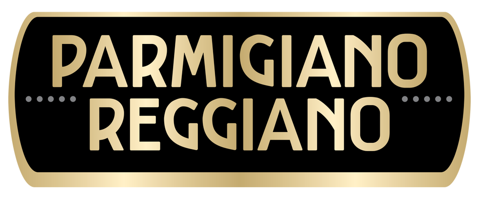 label featuring the text parmigiano reggiano in stylized font