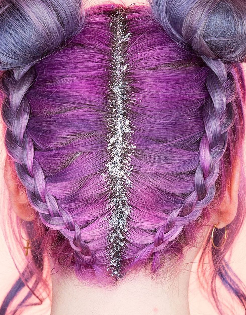 Hair, Purple, Hairstyle, Hair coloring, Beauty, Violet, Pink, Lavender, Long hair, Magenta, 