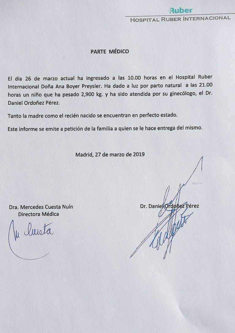 Parte médico Ana Boyer y su hijo Miguel