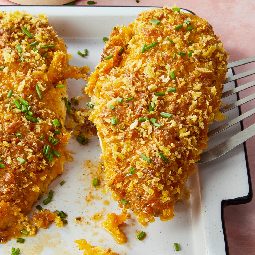 chicken breasts covered in panko bread crumbs