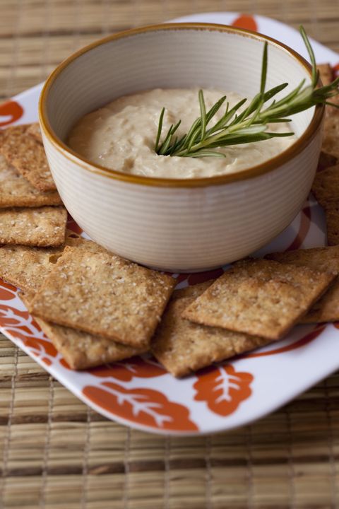 party platter of humus and crackers