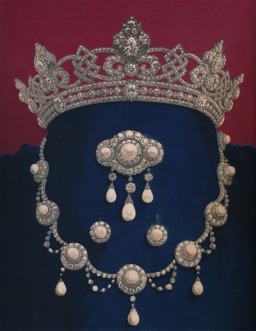parure of diamonds and pearls   the gift of hrh the prince of wales 1863