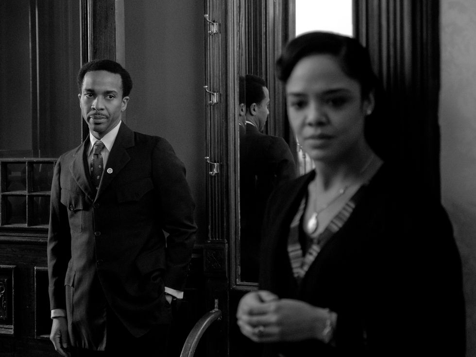 andré holland as brian and tessa thompson as irene in netflix's passing