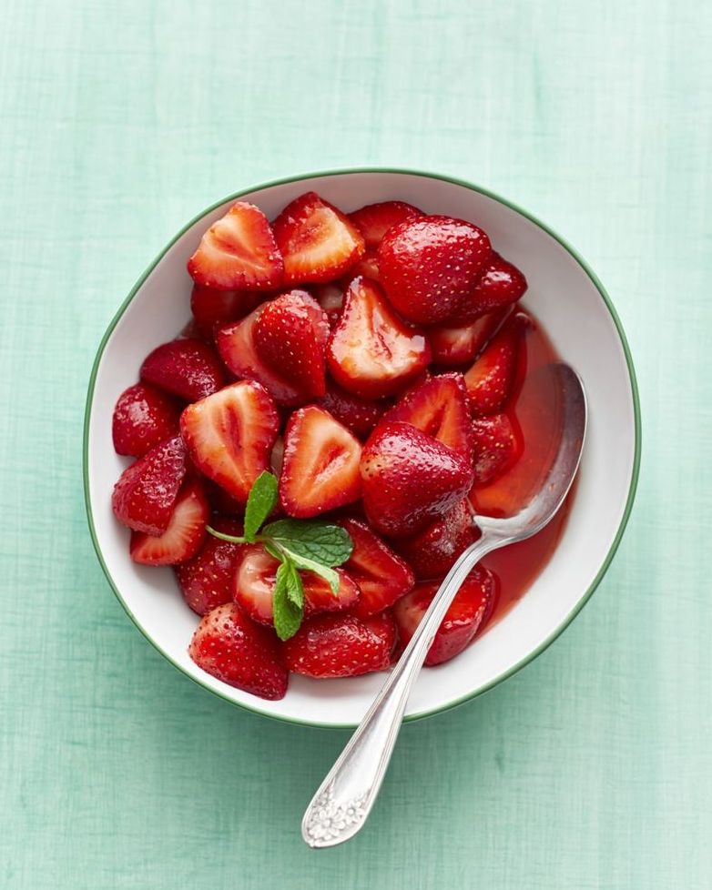 sweet strawberries with mint