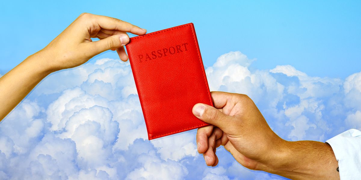 hands holding passport with cover