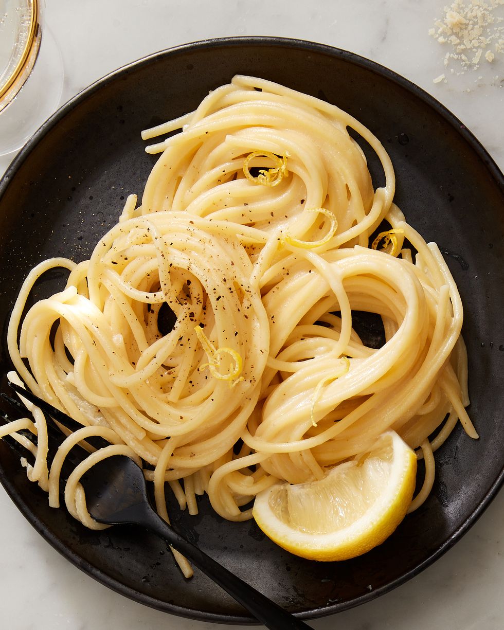 a plate of pasta al limone