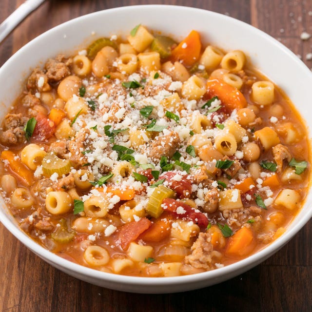 bean, vegetable, and pasta soup