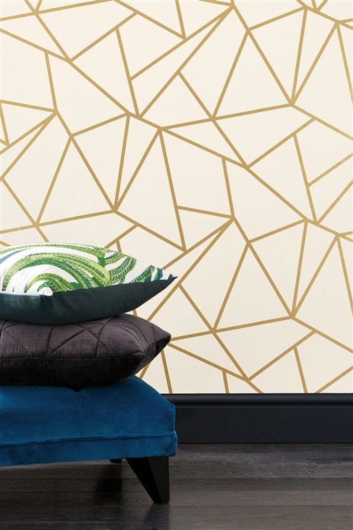 Paste The Wall Gold Line Geo Wallpaper